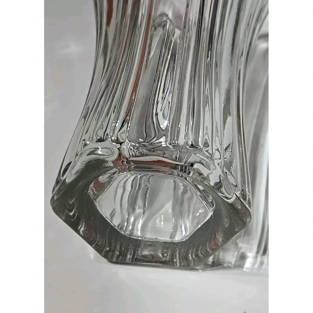VINTAGE Old Cafe Clear Thick Glass 8‎ inch Tall Flower Vase Anchor Hocking HEAVY